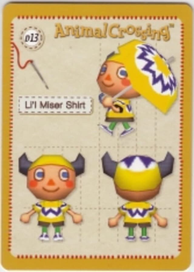 Animal Crossing-e: D13 - Design Card: Li'l Miser Shirt