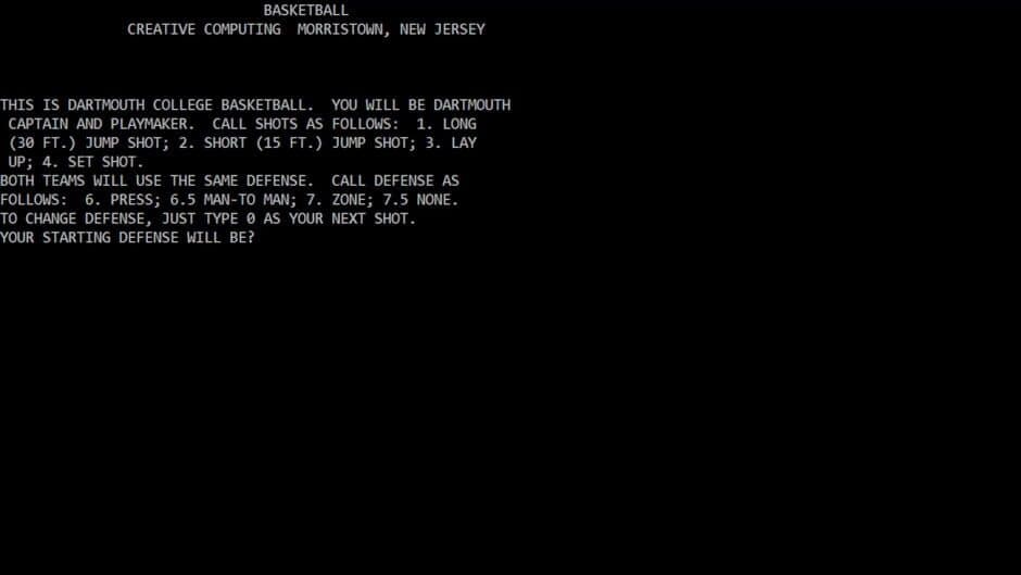PDP 10 Timesharing Basketball screenshot