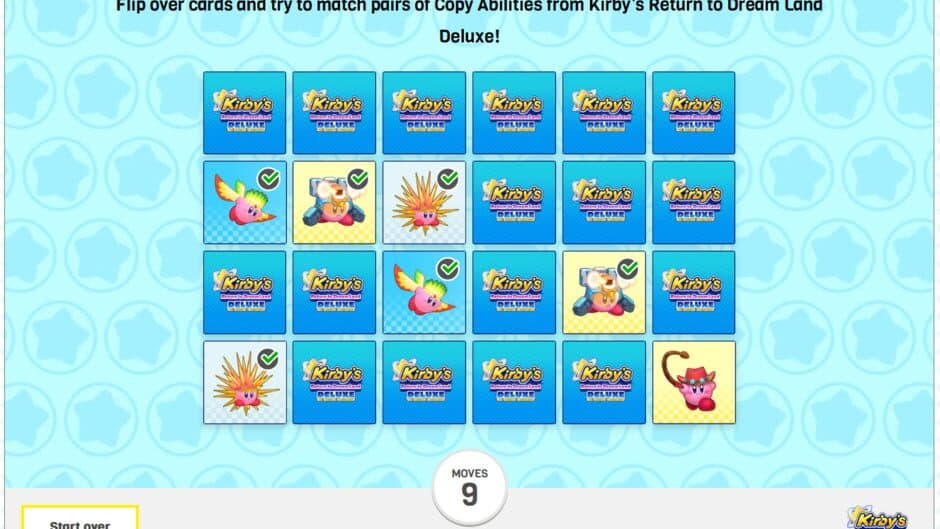 Kirby's Return to Dream Land Deluxe Memory Match-Up screenshot